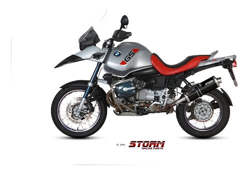 STORM Auspuff, Edelstahl schwarz, oval,mit EG-ABE - BMW R