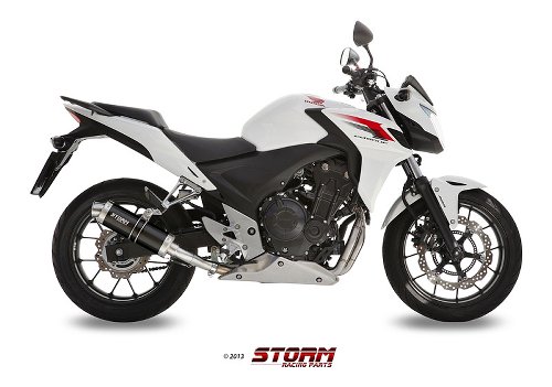 STORM Silencer inox, GP, black, with homologation - Honda CB