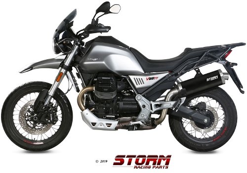 STORM Auspuff MOTO GUZZI V85 TT SLIP-ON STEEL BLACK