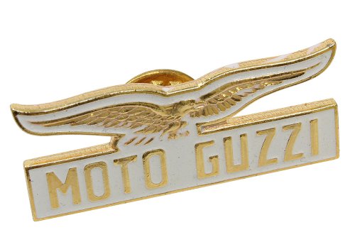 Moto Guzzi Pin storico, weiß-gold, 35x15mm NML