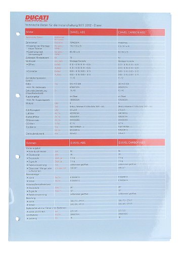 Ducati TECHNICAL DATA FOLDER 2012/13