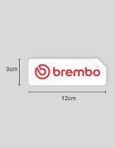 Brembo Sticker 12x3 cm, weißer Hintergrund