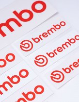 Brembo Sticker 8x2,5 cm, weißer Hintergrund