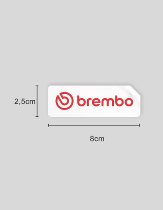 Autocollant Brembo 8x2,5 cm, fond blanc