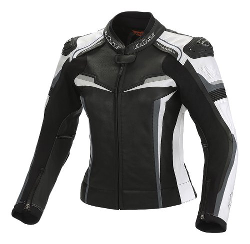 Büse Mille Lederjacke Damen schwarz/weiß lang 80