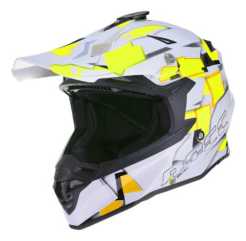 ROCC 711 Cross Helmet White/Neon Yellow M