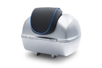 Vespa Topcase, Rückenpolster - schwarz mit blauen Keder