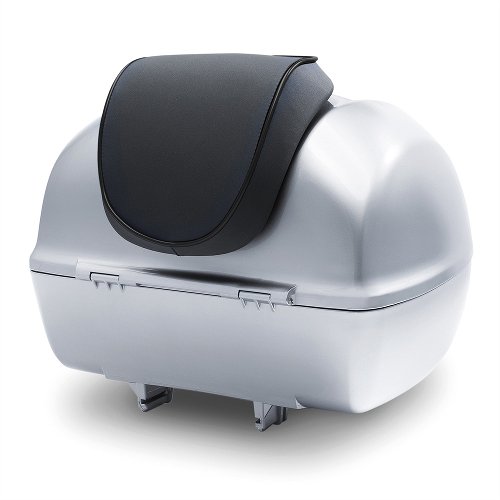 Vespa-Topcase, Rückenpolster - grau mit schwarzen Keder