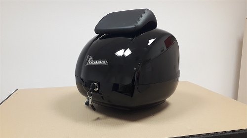 Vespa top case 36lts, incl. black backrest - black glossy