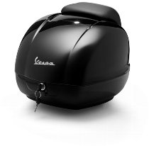 Vespa top case 36lts, incl. respaldo negro - negro brillante