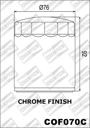 Champion filtre à huile COF070C, crome - Harley/Buell