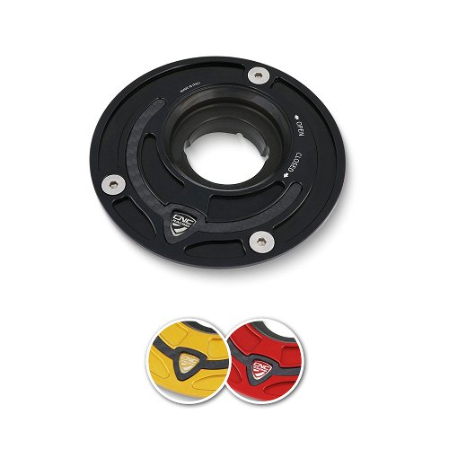 CNC Racing Fuel tank cap flange, Carbon, 3 screws, shifted - Ducati, MV Agusta, Yamaha