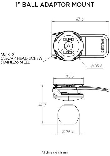 Adattatore a sfera QUAD LOCK da 1" - Supporto per bici RAM