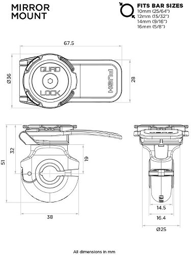 Support de smartphone QUAD LOCK fixation rétroviseur