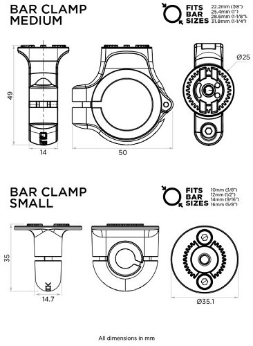 QUAD LOCK 360 Bar Clamp Base V2 - Small