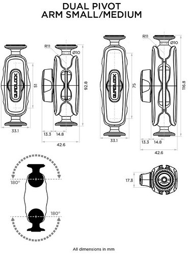 Braccio a doppio snodo QUAD LOCK 360 - Versione media