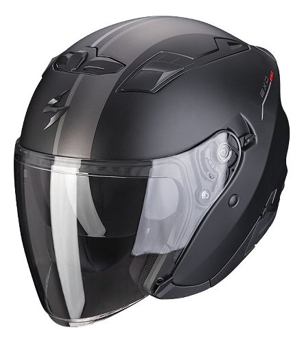 Scorpion EXO-230 SR Casco jet Negro mate/Plata/Rojo XS