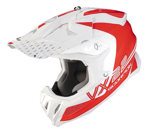 Scorpion VX-22 Air Ares Casco a croce Bianco/Rosso neon XS