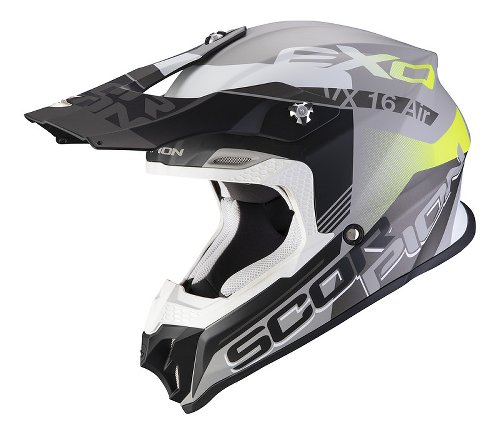 Scorpion VX-16 Air Ahrus Cross Helmet Matt Silver/Black/Neon