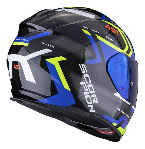 Scorpion EXO-491 Spin Casque intégral Noir/Bleu/Jaune fluo S