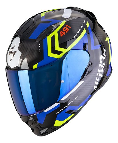 Scorpion EXO-491 Spin Casque intégral Noir/Bleu/Jaune fluo S