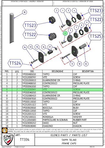 Vite di ricambio CNC Racing M5x20 per TT334